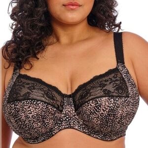 Elomi Morgan Bra Womens 36HH UK 36L US Black Lace Underwire Full Coverage EL4110